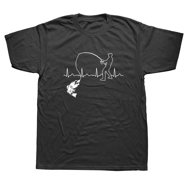Funny 2019 Style Eat Sleep Fishing Heartbeat T Shirt Men Joke Short Sleeve Cotton fisherman Fish T-shirt